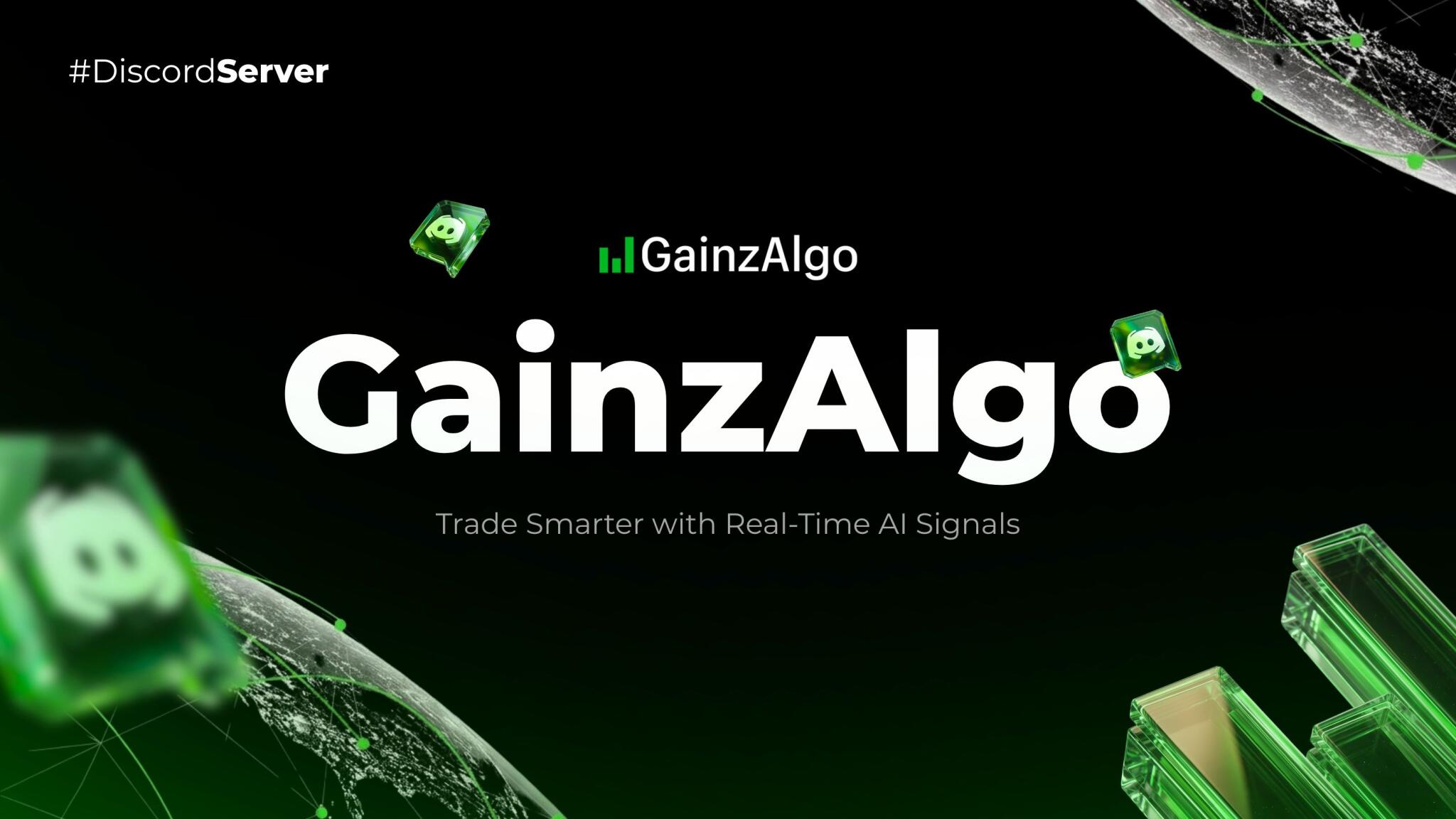 Discovery splash banner for GainzAlgo - The Best Trading Algo Discord server