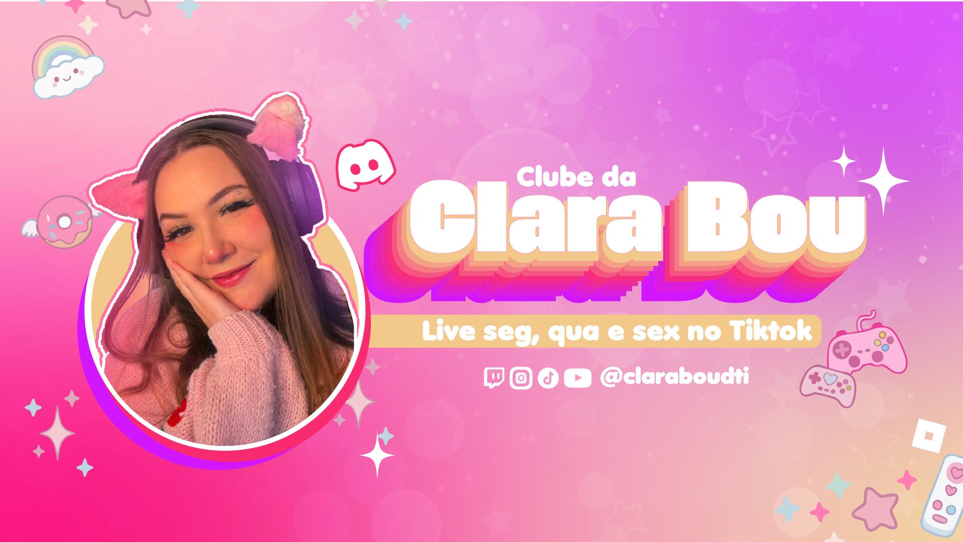 Discovery splash banner for ⟡ Clube da Clara Bou ʚଓ Discord server