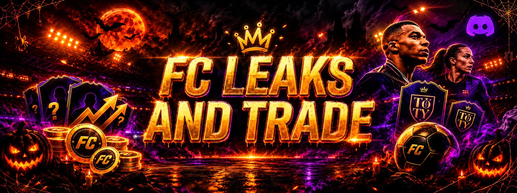 Discovery splash banner for Fc leaks and trade🦾 Discord server