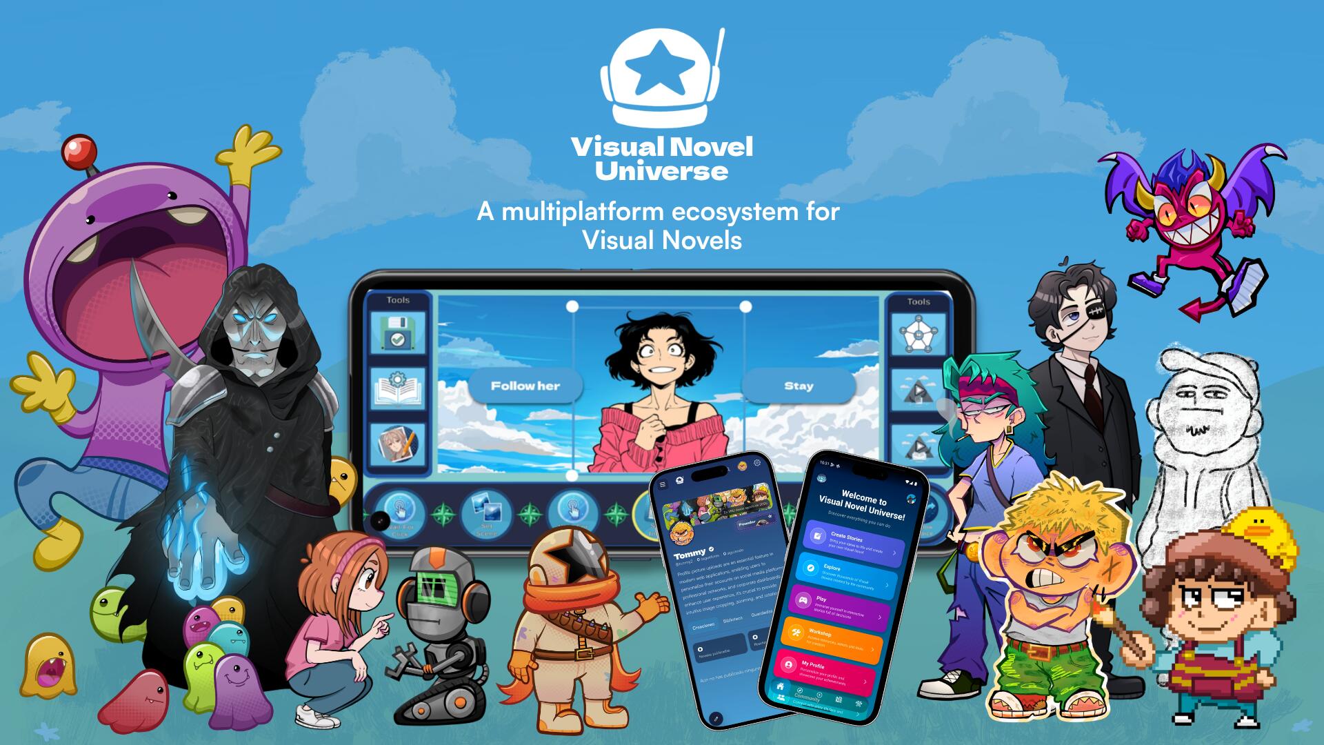 Discovery splash banner for Visual Novel Universe Discord server
