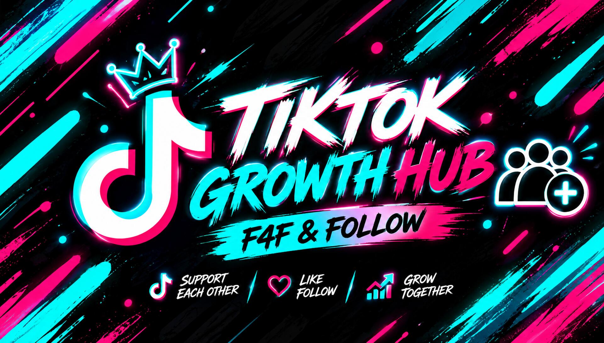 Discovery splash banner for TikTok Growth Hub - F4F & Follow Discord server