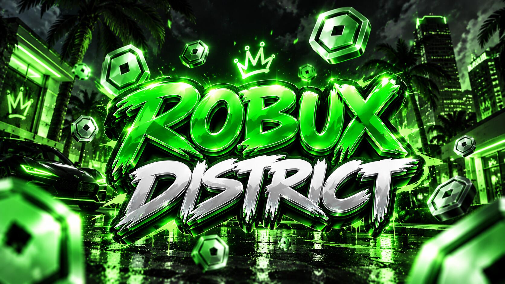 Discovery splash banner for Robux District - #1 Robux, Accounts, Limiteds & more! Discord server