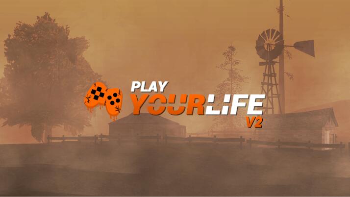 Discovery splash banner for Play Your Life V2 Discord server